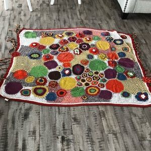 Anthropologie Open-Weave Flower Blanket, 62x48 in